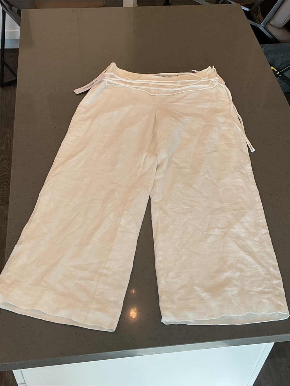 #158 Princess Polly Silver Moon Linen Blend Tie Pants - Picture 2 of 3